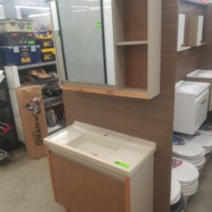 Gabinete Conjunto Volga 800 com Pia Fene Madeiral Biscuit